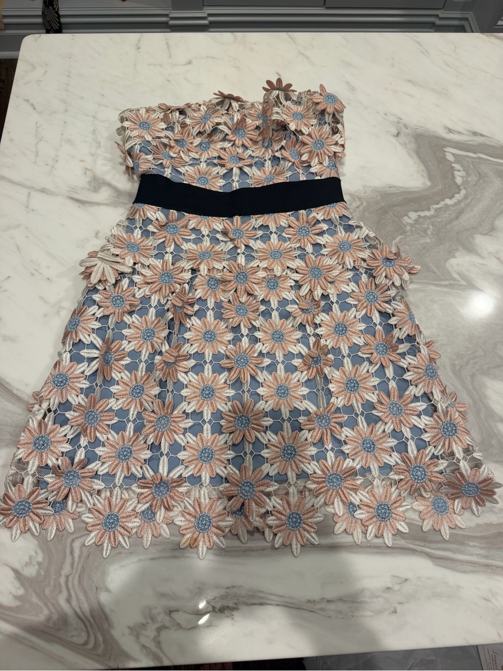 PatBO 3D Floral Embroidered Strapless Mini Dress Size 6